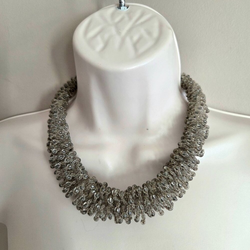 Neutral color seed beads handmade necklace/choker.
